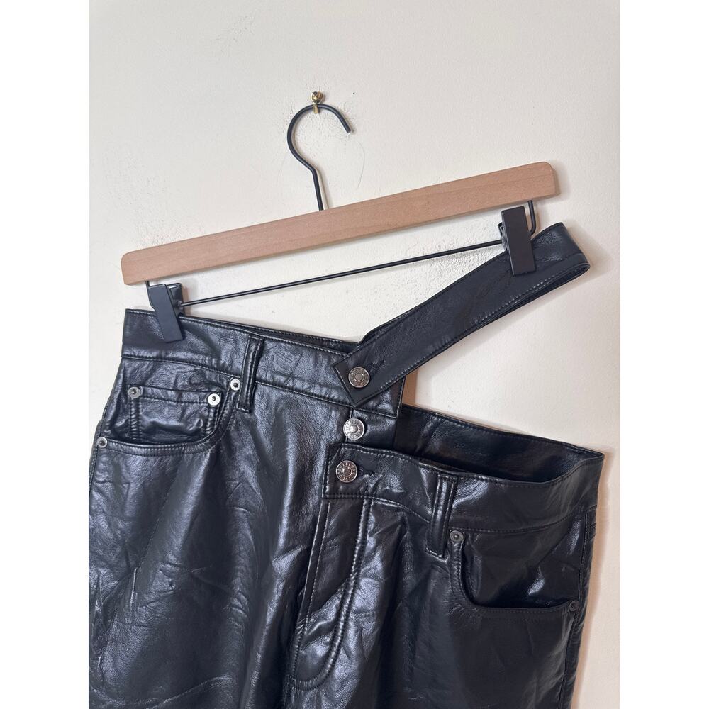 AGOLDE Broken Waistband Recylced Leather Pants Size 29 Black - Picture 2 of 9